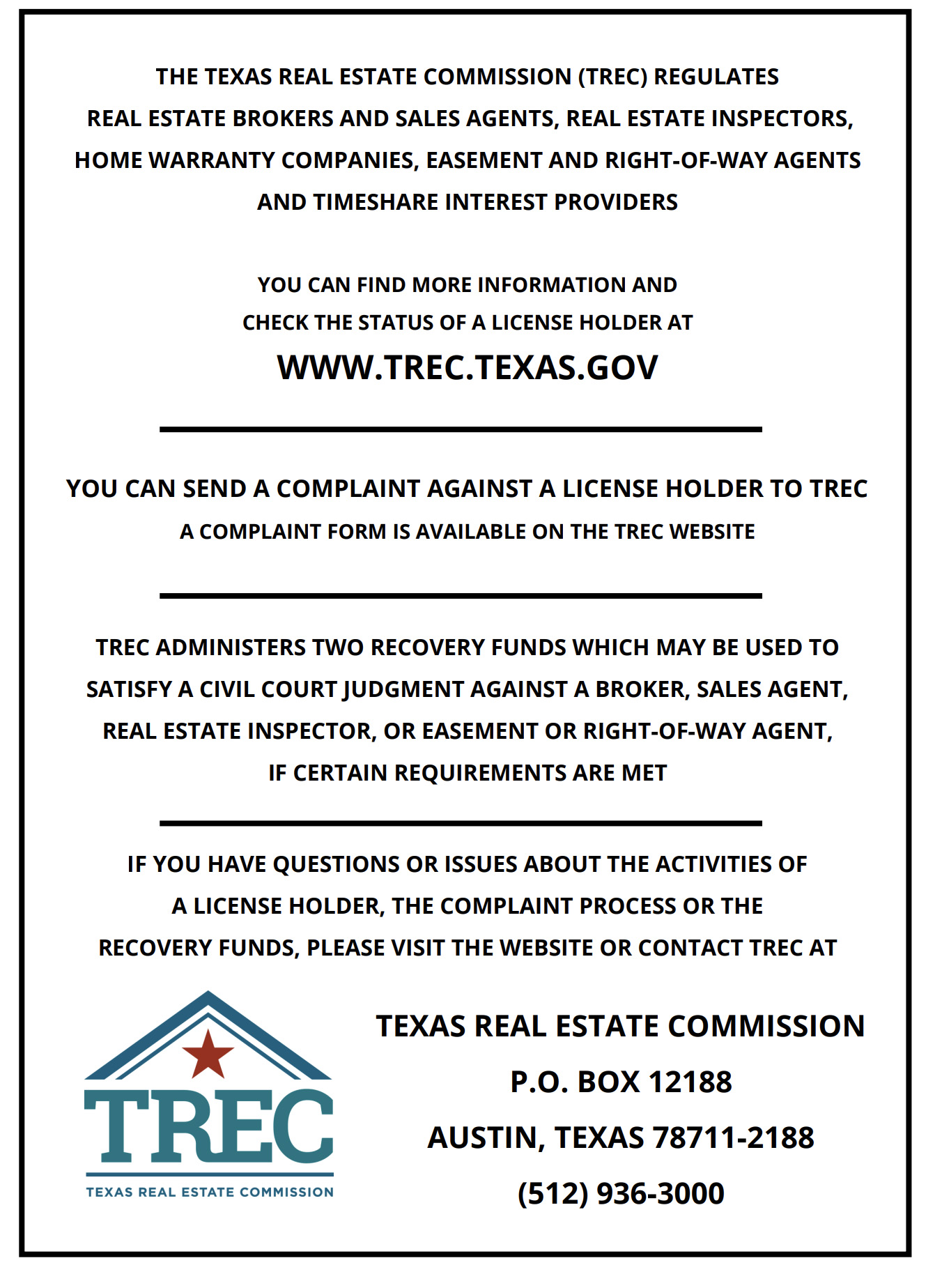 Texas Consumer Notice